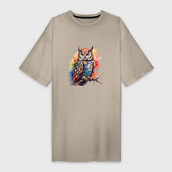 Женская футболка-платье Акварельная сова