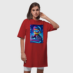 Футболка женская-платье Барт Симпсон - киберспорт, цвет: красный — фото 2