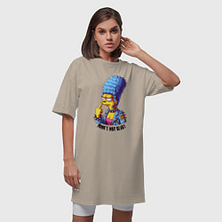 Футболка женская-платье Marge Simpson - punks not dead motto, цвет: миндальный — фото 2