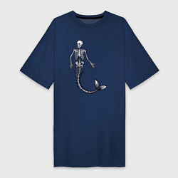 Футболка женская-платье Скелет русалки, цвет: тёмно-синий