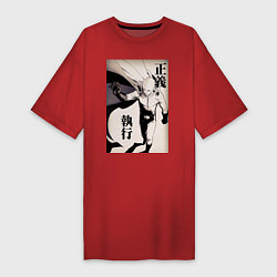 Футболка женская-платье Ванпанчмен Сайтама герой, цвет: красный