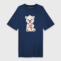 Женская футболка-платье Полярный медведь с мороженым