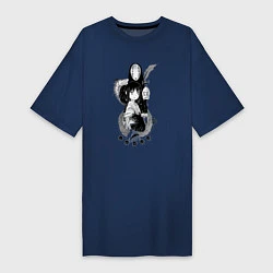 Футболка женская-платье Унесённые призраками Хаку Тихиро, цвет: тёмно-синий