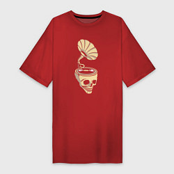 Футболка женская-платье Skull vinyl, цвет: красный