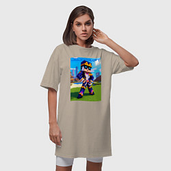 Футболка женская-платье Jotaro Kujo and Minecraft - collaboration, цвет: миндальный — фото 2