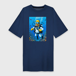 Футболка женская-платье Homer diving - ai art, цвет: тёмно-синий