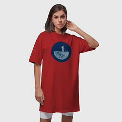 Футболка женская-платье Космонавт газонокосильщик, цвет: красный — фото 2