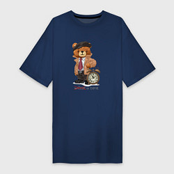 Женская футболка-платье Плюшевый мишка джентльмен с часами