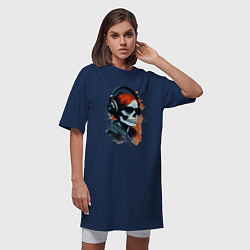 Футболка женская-платье Grunge redhead girl skull, цвет: тёмно-синий — фото 2