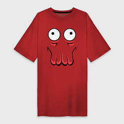 Футболка женская-платье John Zoidberg Face, цвет: красный