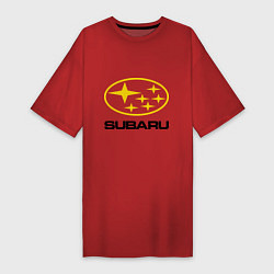 Футболка женская-платье Subaru Logo, цвет: красный
