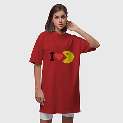 Футболка женская-платье I love Packman, цвет: красный — фото 2