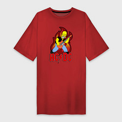Футболка женская-платье AC/DC Homer, цвет: красный
