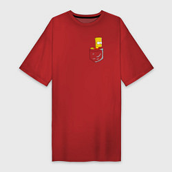 Футболка женская-платье Карманный Барт, цвет: красный