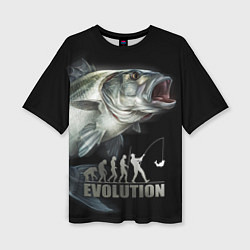 Женская футболка оверсайз Эволюция рыбалки