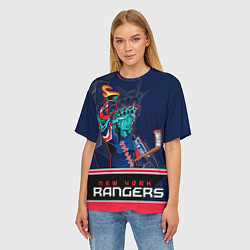 Футболка оверсайз женская New York Rangers, цвет: 3D-принт — фото 2
