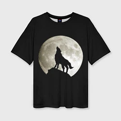 Женская футболка оверсайз Moon Wolf