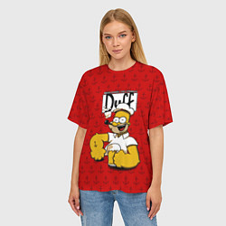 Футболка оверсайз женская Duff Beer, цвет: 3D-принт — фото 2