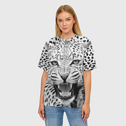 Футболка оверсайз женская Белый леопард, цвет: 3D-принт — фото 2