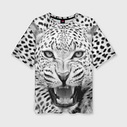 Женская футболка оверсайз Белый леопард