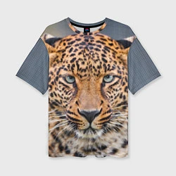 Женская футболка оверсайз Грустный леопард