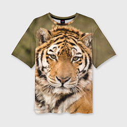 Женская футболка оверсайз Милый тигр
