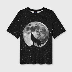 Женская футболка оверсайз Лунный волк
