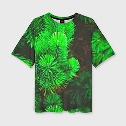 Женская футболка оверсайз Зелёная ель