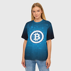 Футболка оверсайз женская Bitcoin Blue, цвет: 3D-принт — фото 2