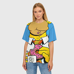 Футболка оверсайз женская Homer with donut, цвет: 3D-принт — фото 2