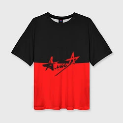 Женская футболка оверсайз АлисА: Черный & Красный