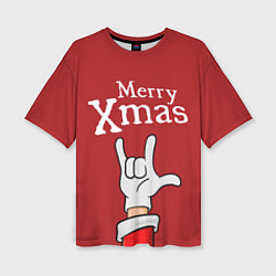 Футболка оверсайз женская Merry Xmas - Santas hand, цвет: 3D-принт