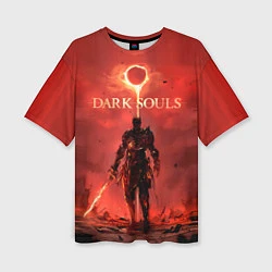 Женская футболка оверсайз Dark Souls: Red Sunrise