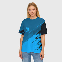 Футболка оверсайз женская FC Juventus: Blue Original, цвет: 3D-принт — фото 2