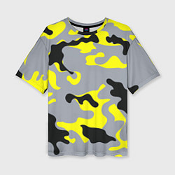 Женская футболка оверсайз Yellow & Grey Camouflage