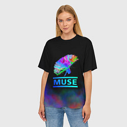 Футболка оверсайз женская Muse: Neon Flower, цвет: 3D-принт — фото 2