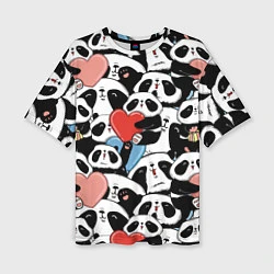 Женская футболка оверсайз Милые панды