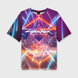 Женская футболка оверсайз Cyberpunk 2077: Neon Lines