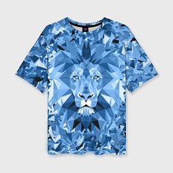 Женская футболка оверсайз Сине-бело-голубой лев