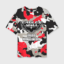 Женская футболка оверсайз Khabib Nurmagomedov: Red Camo