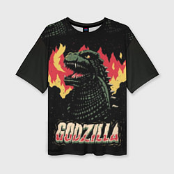 Женская футболка оверсайз Flame Godzilla