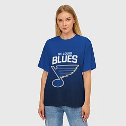 Футболка оверсайз женская St Louis Blues, цвет: 3D-принт — фото 2