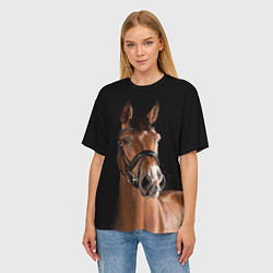 Футболка оверсайз женская Гнедой жеребец, цвет: 3D-принт — фото 2