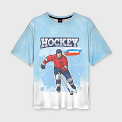 Женская футболка оверсайз Хоккей Russia