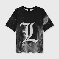 Женская футболка оверсайз L letter flame gray