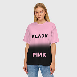 Футболка оверсайз женская Blackpink - розово-черный, цвет: 3D-принт — фото 2