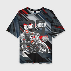 Женская футболка оверсайз Road rider мотоциклист