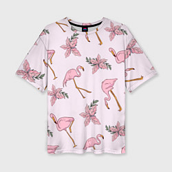 Женская футболка оверсайз Розовый фламинго