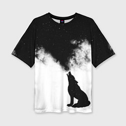 Женская футболка оверсайз Galaxy wolf