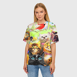 Футболка оверсайз женская КОТЫ, цвет: 3D-принт — фото 2